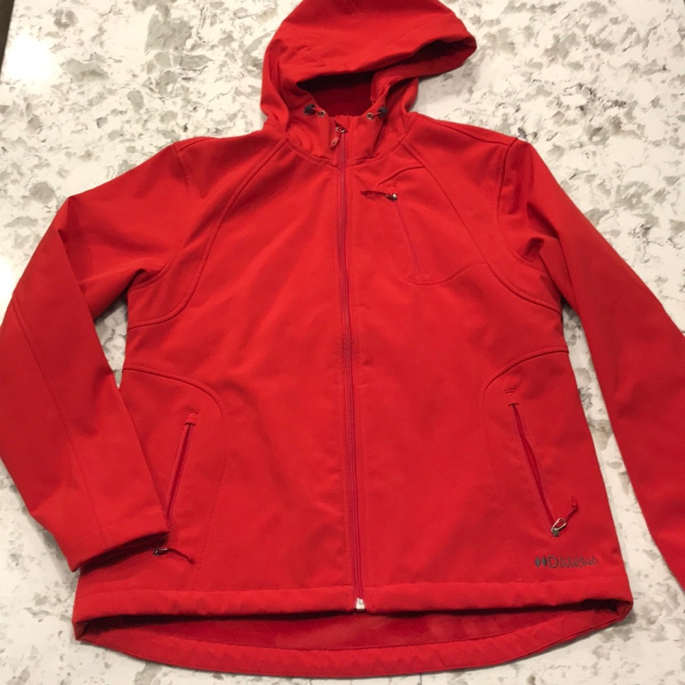 Double Diamond Women’s Red Hooded Jacket. Size L